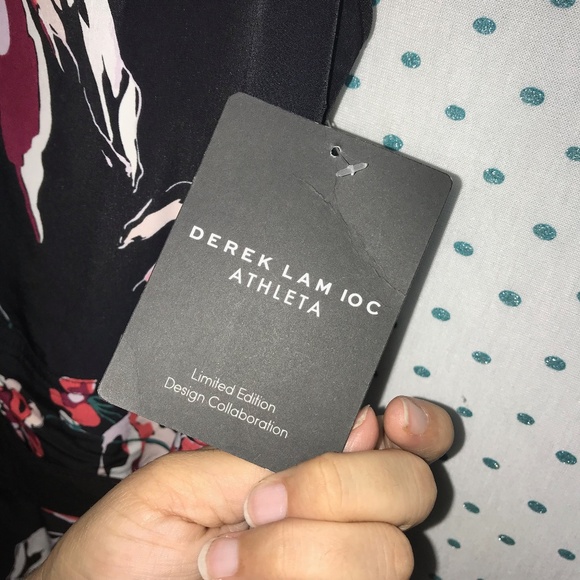 NWT Athleta & Derek Lam Black Floral Nolita Dress - Picture 4 of 6